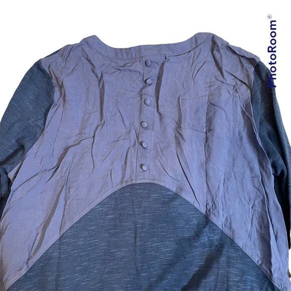 ESLEY Small Longsleeve Faux Button Back Knit Top Blouse Heather Navy‎ Blue - Picture 2 of 3